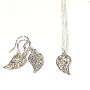 Handcrafted Silver plated Charm Necklace + earring